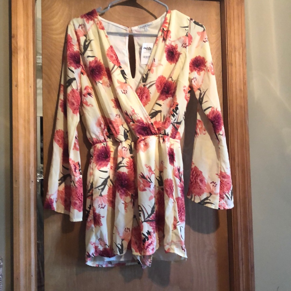Yellow and Pink Flowered Romper